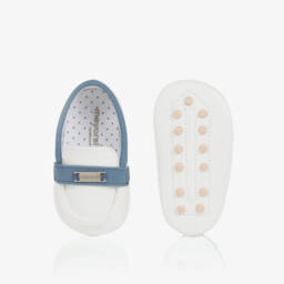 Mayoral Newborn-Boys White Faux Leather Pre-Walker Shoes | Childrensalon
