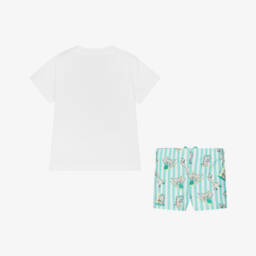 Mayoral-Boys White & Green Dinosaur Swim Set | Childrensalon