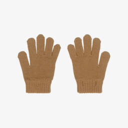 Mayoral-Dark Beige Knitted Gloves | Childrensalon