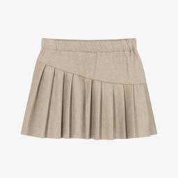 Mayoral-Girls Beige Asymmetric Pleated Skirt | Childrensalon