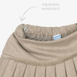 Mayoral-Girls Beige Asymmetric Pleated Skirt | Childrensalon