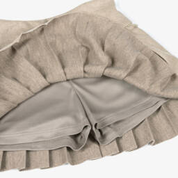 Mayoral-Girls Beige Asymmetric Pleated Skirt | Childrensalon