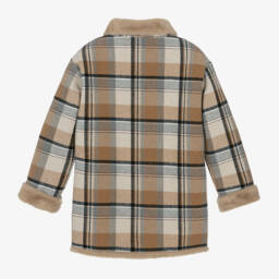 Mayoral-Girls Beige Checked Coat | Childrensalon