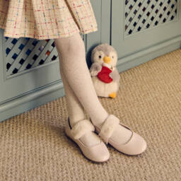 Mayoral-كولون مزين بكريستال قطن محبوك لون بيج للبنات  | Childrensalon