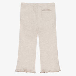 Mayoral-Girls Beige Cotton Ribbed Jersey Leggings | Childrensalon
