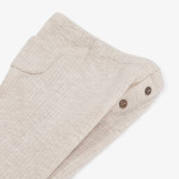 Mayoral-Girls Beige Cotton Ribbed Jersey Leggings | Childrensalon