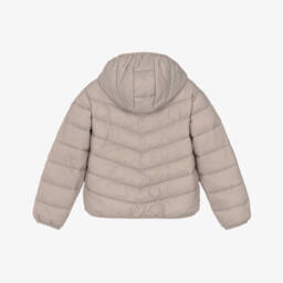 Mayoral-Girls Beige Hooded Puffer Jacket | Childrensalon