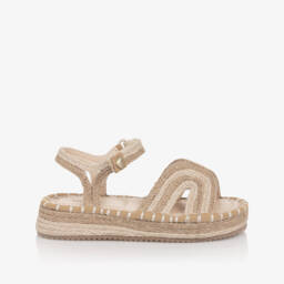 Mayoral-Girls Beige Jute Flatform Espadrille Sandals | Childrensalon