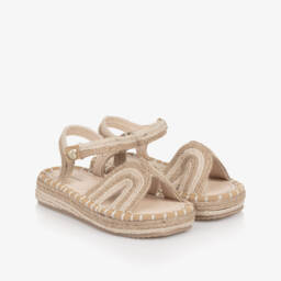 Mayoral-Girls Beige Jute Flatform Espadrille Sandals | Childrensalon