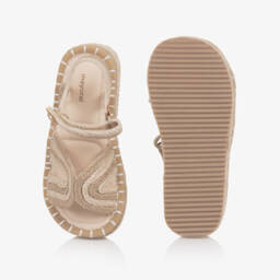 Mayoral-Girls Beige Jute Flatform Espadrille Sandals | Childrensalon