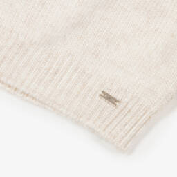 Mayoral-Свитер бежевый вязаный с черными цветами для девочек | Childrensalon