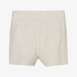 Mayoral-Girls Beige Linen Blend Wrap-Front Skort | Childrensalon
