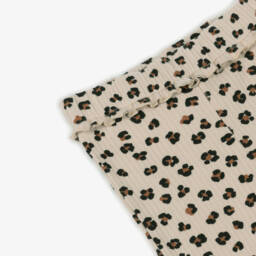 Mayoral-Girls Beige Ribbed Cotton Leopard Print Leggings | Childrensalon