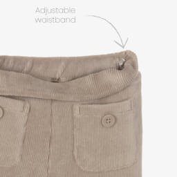 Mayoral-Girls Beige Wide-Leg Corduroy Trousers | Childrensalon