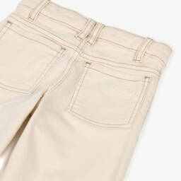 Mayoral-Джинсы с широкими штанинами бежевые с пуговицами для девочек | Childrensalon