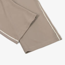 Mayoral-Girls Beige Wide-Leg Trousers with Constrasting Waistband | Childrensalon