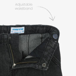 Mayoral-Girls Black Denim Wide-Leg Jeans | Childrensalon