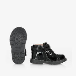 Mayoral-Girls Black Faux Patent Leather Boots | Childrensalon