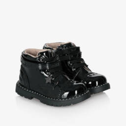 Mayoral-Girls Black Faux Patent Leather Boots | Childrensalon
