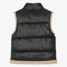 Mayoral-Girls Black Padded Gilet with Sherpa Fleece Trim | Childrensalon