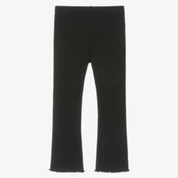 Mayoral-Girls Black Ribbed Cotton Leggings | Childrensalon
