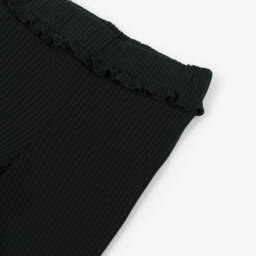 Mayoral-Girls Black Ribbed Cotton Leggings | Childrensalon