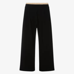 Mayoral-Girls Black Wide-Leg Trousers with Constrasting Waistband | Childrensalon