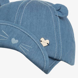 Mayoral-Girls Blue Cat Cotton Cap | Childrensalon