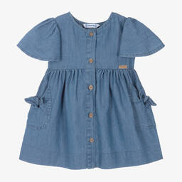 Mayoral Girls Blue Chambray Dress Childrensalon