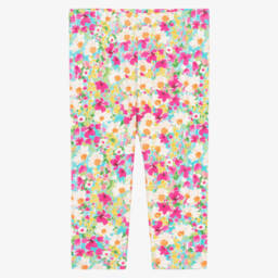 Mayoral-Girls Blue Cotton Floral Print Leggings | Childrensalon