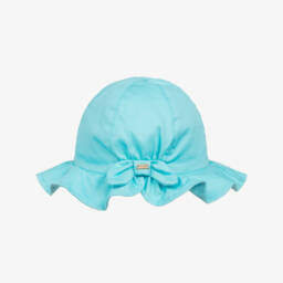 Mayoral-Girls Blue Cotton Twill Sun Hat | Childrensalon