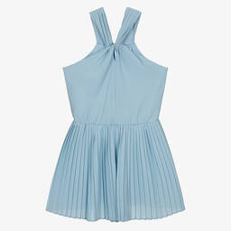 Mayoral-Girls Blue Crêpe Halter Playsuit | Childrensalon