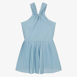 Mayoral-Girls Blue Crêpe Halter Playsuit | Childrensalon