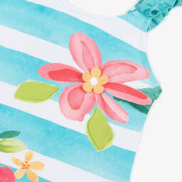 Mayoral-Girls Blue Floral Swimsuit | Childrensalon
