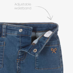 Mayoral-Джинсы синие из стрейч-денима с вышитым бантиком для девочек | Childrensalon