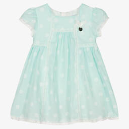 Mayoral-Girls Blue & White Polka Dot Dress | Childrensalon
