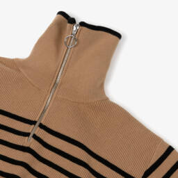 Mayoral-Girls Brown & Black Stripe Knitted Trouser Set | Childrensalon