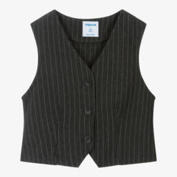 Girls Charcoal Grey Pinstripe Waistcoat