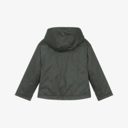 Mayoral-Girls Dark Green Waxed Cotton Jacket with Corduroy Collar | Childrensalon