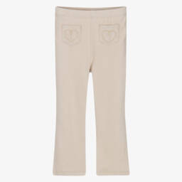 Mayoral-Girls Flared Beige Denim Jeggings | Childrensalon