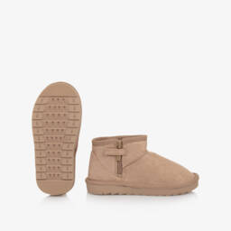 Mayoral-Girls Glittery Beige Faux Suede Boots | Childrensalon
