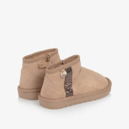 Mayoral-Girls Glittery Beige Faux Suede Boots | Childrensalon
