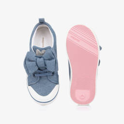 Mayoral-Girls Glittery Blue Canvas Bow Trainers | Childrensalon
