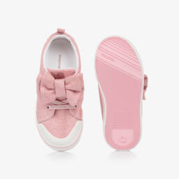 Mayoral-Girls Glittery Pink Canvas Bow Trainers | Childrensalon