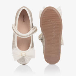 Mayoral-Блестящие серебристые туфли с пайетками- звездами для девочек | Childrensalon