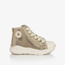 Mayoral-Girls Gold Glitter High Top Trainers | Childrensalon