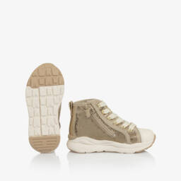 Mayoral-Girls Gold Glitter High Top Trainers | Childrensalon