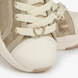 Mayoral-Girls Gold Glitter High Top Trainers | Childrensalon