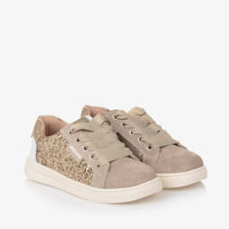 Mayoral Girls Gold Glitter Leather Trainers Childrensalon