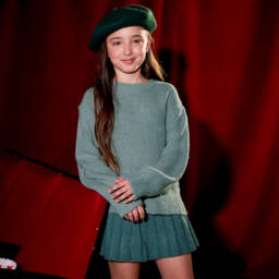 Mayoral-Girls Green Sparkle Knit Jumper | Childrensalon